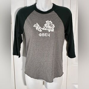 Obey Raglan 3/4 Sleeve Green Gray Crewneck Graphic Baseball T Shirt